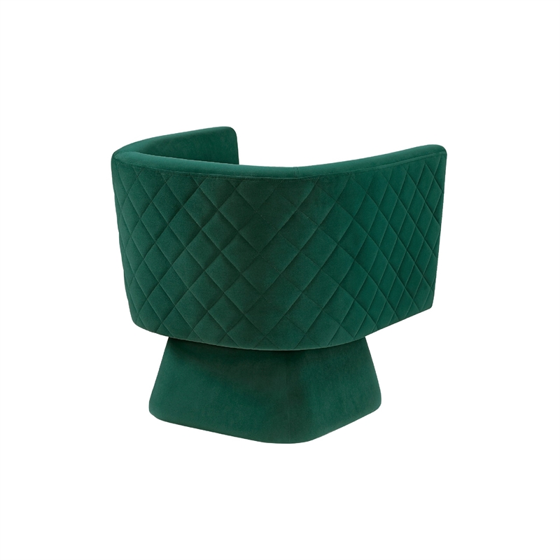 Swivel Accent Armchair- Diamond Stitch Back- Emerald Green Velvet