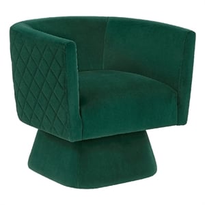 Swivel Accent Armchair- Diamond Stitch Back- Emerald Green Velvet
