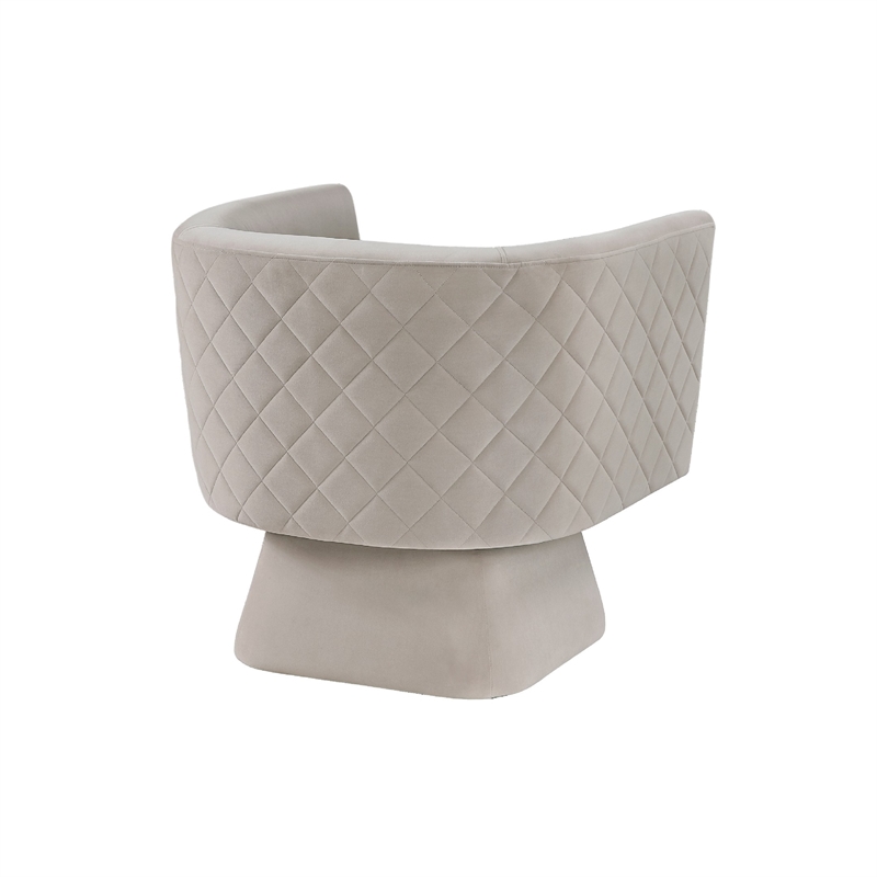 Swivel Accent Armchair- Diamond Stitch Back- Taupe Brown Velvet