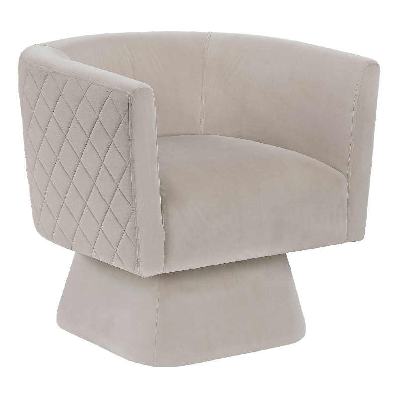 Swivel Accent Armchair- Diamond Stitch Back- Taupe Brown Velvet