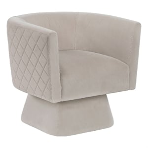 Swivel Accent Armchair- Diamond Stitch Back- Taupe Brown Velvet