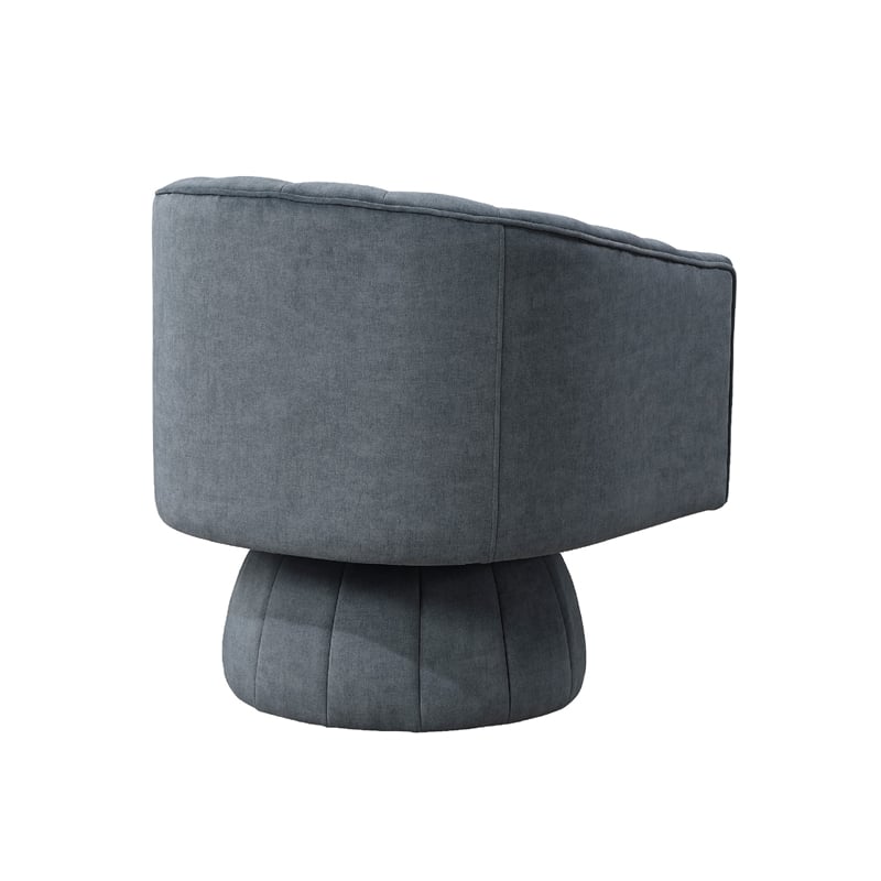 Swivel Accent Chair- Barrel Channel Stitched Velvet- Dark Gray