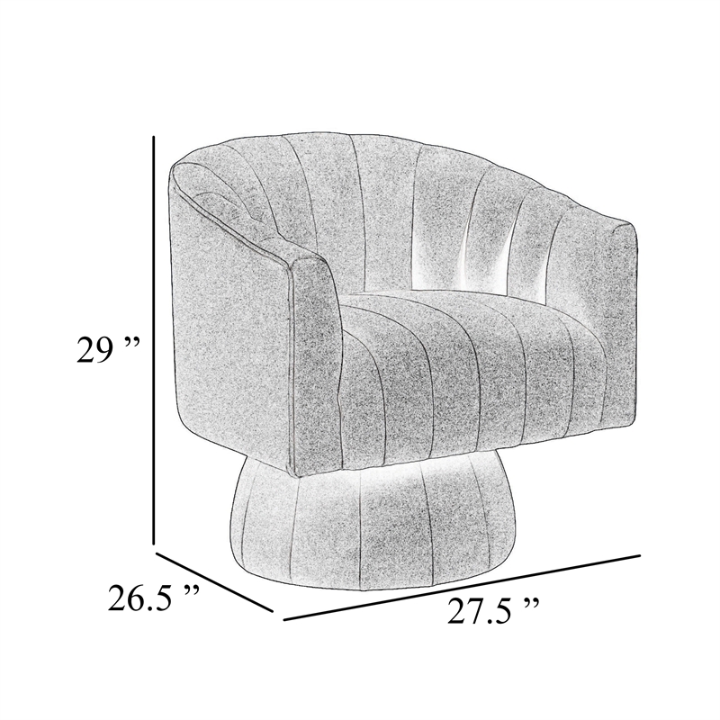 Swivel Accent Chair- Barrel Channel Stitched Velvet- Taupe Brown