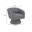 Swivel Accent Chair- Dark Gray Boucle Fabric- Channel Stitched