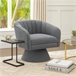 Swivel Accent Chair- Dark Gray Boucle Fabric- Channel Stitched