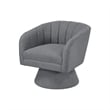 Swivel Accent Chair- Dark Gray Boucle Fabric- Channel Stitched