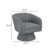 Swivel Accent Chair- Dark Gray Boucle Fabric- Channel Stitched