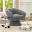 Swivel Accent Chair- Dark Gray Boucle Fabric- Channel Stitched