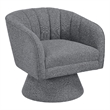 Swivel Accent Chair- Dark Gray Boucle Fabric- Channel Stitched