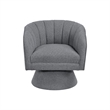 Swivel Accent Chair- Dark Gray Boucle Fabric- Channel Stitched