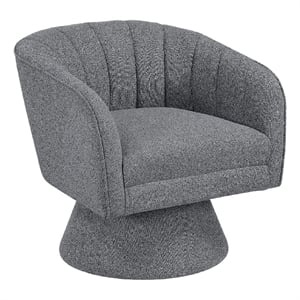 Swivel Accent Chair- Dark Gray Boucle Fabric- Channel Stitched