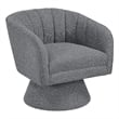Swivel Accent Chair- Dark Gray Boucle Fabric- Channel Stitched
