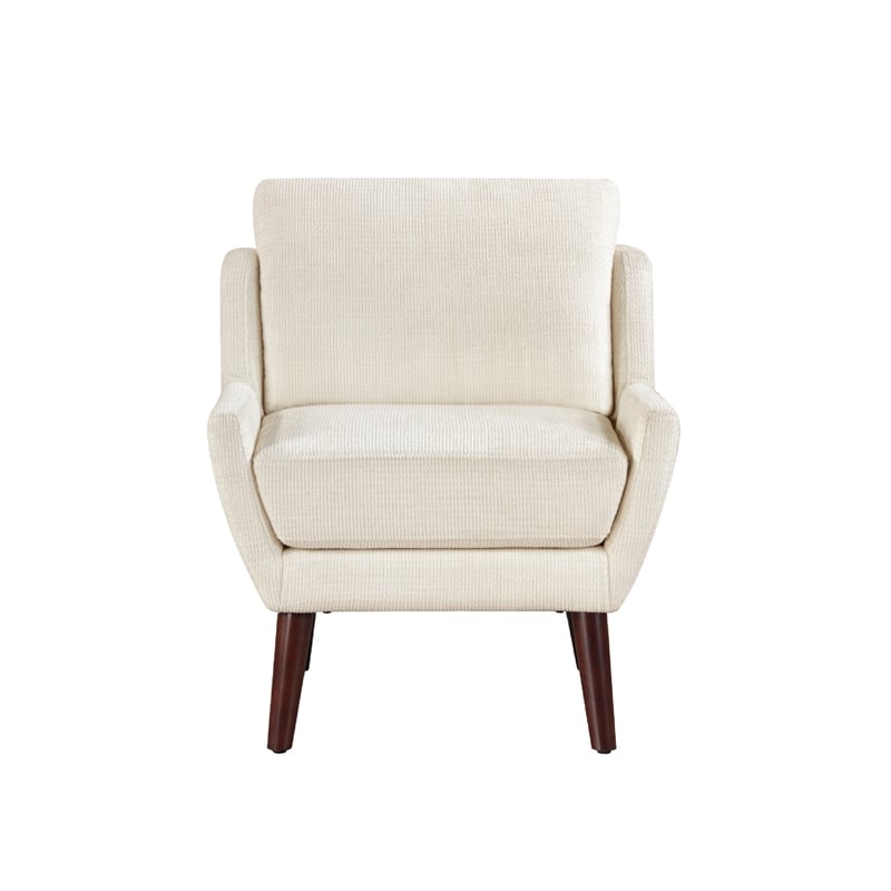 Accent Armchair- Beige Chenille- Solid Wood Angled Legs