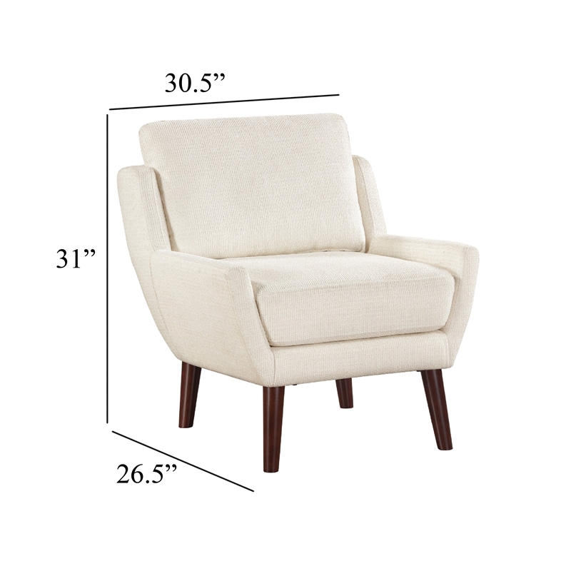 Accent Armchair- Beige Chenille- Solid Wood Angled Legs