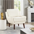 Accent Armchair- Beige Chenille- Solid Wood Angled Legs