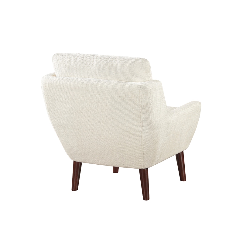Accent Armchair- Beige Chenille- Solid Wood Angled Legs