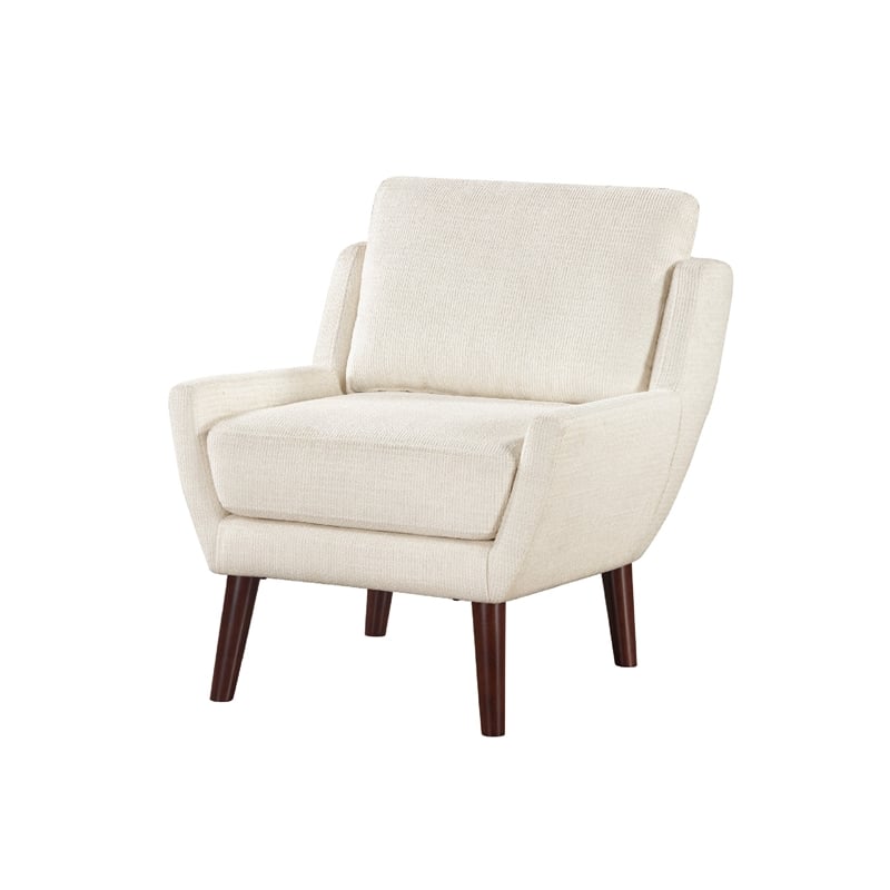 Accent Armchair- Beige Chenille- Solid Wood Angled Legs