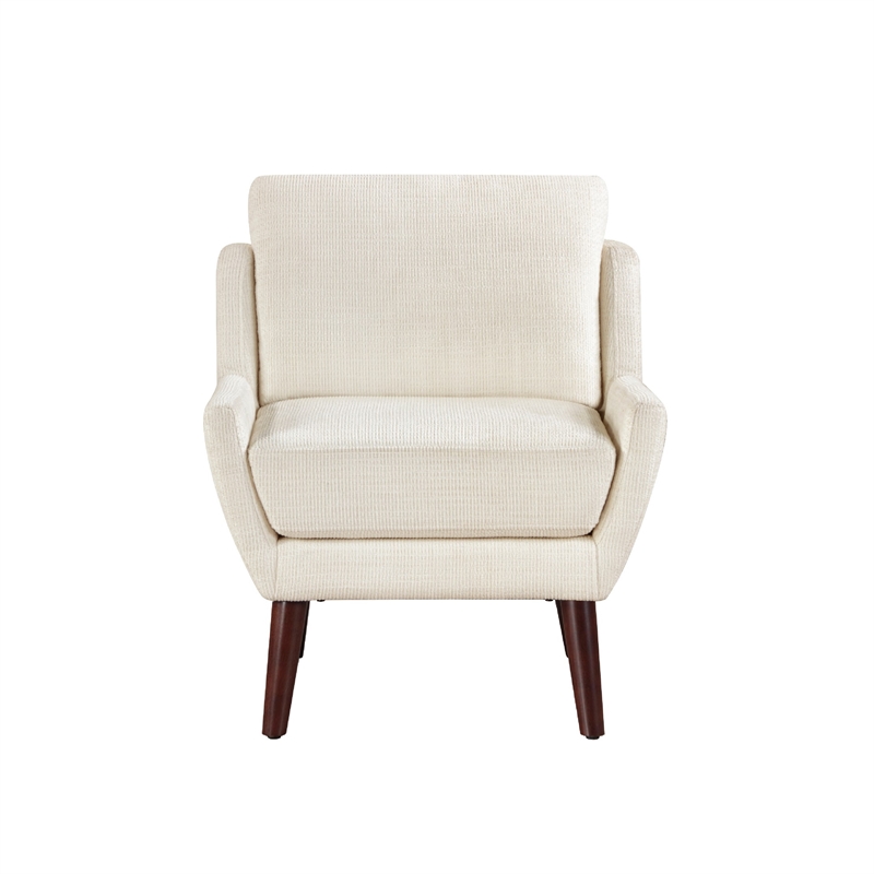 Accent Armchair- Beige Chenille- Solid Wood Angled Legs