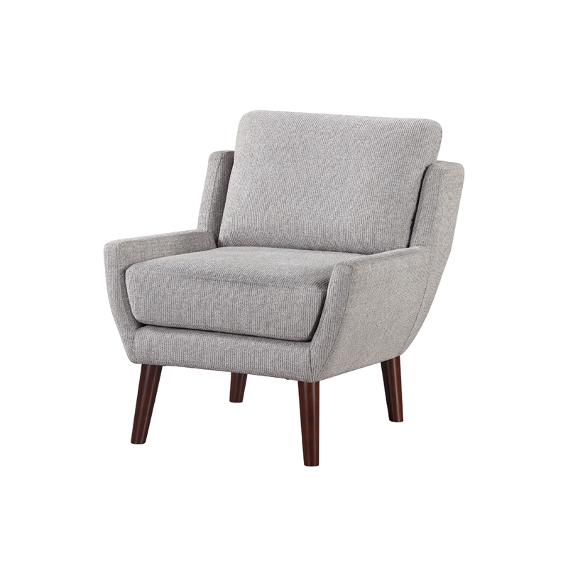 Accent Armchair- Soft Gray Chenille- Solid Wood Angled Legs