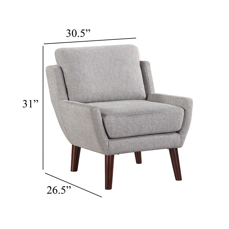 Accent Armchair- Soft Gray Chenille- Solid Wood Angled Legs