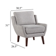Accent Armchair- Soft Gray Chenille- Solid Wood Angled Legs