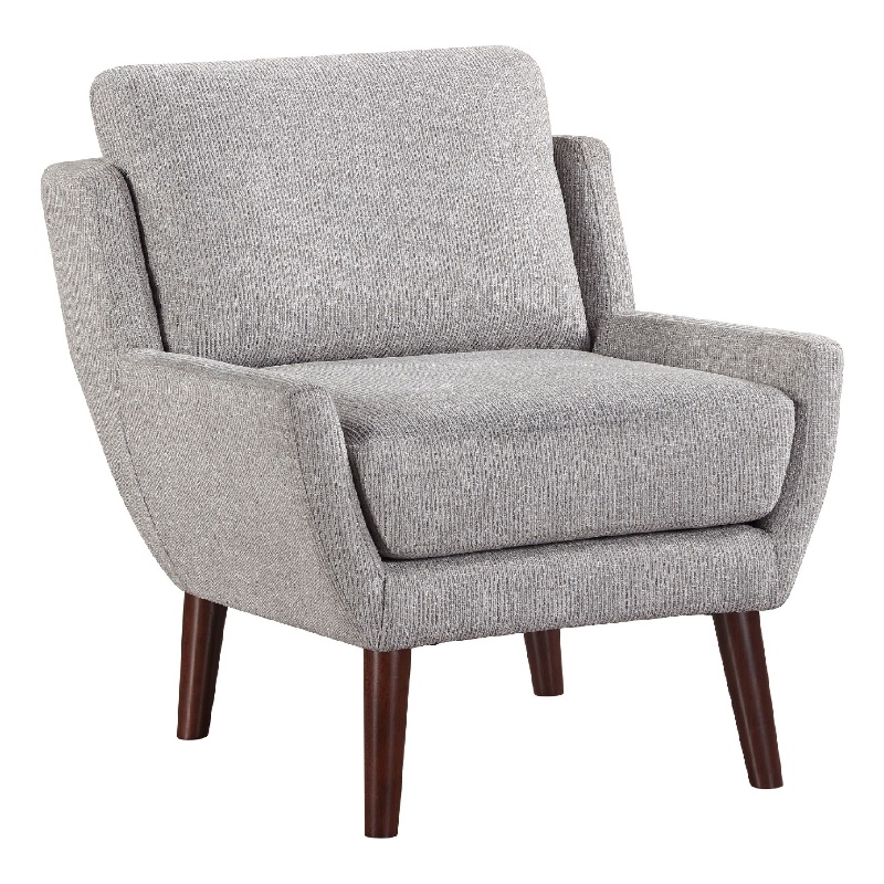 Accent Armchair- Soft Gray Chenille- Solid Wood Angled Legs