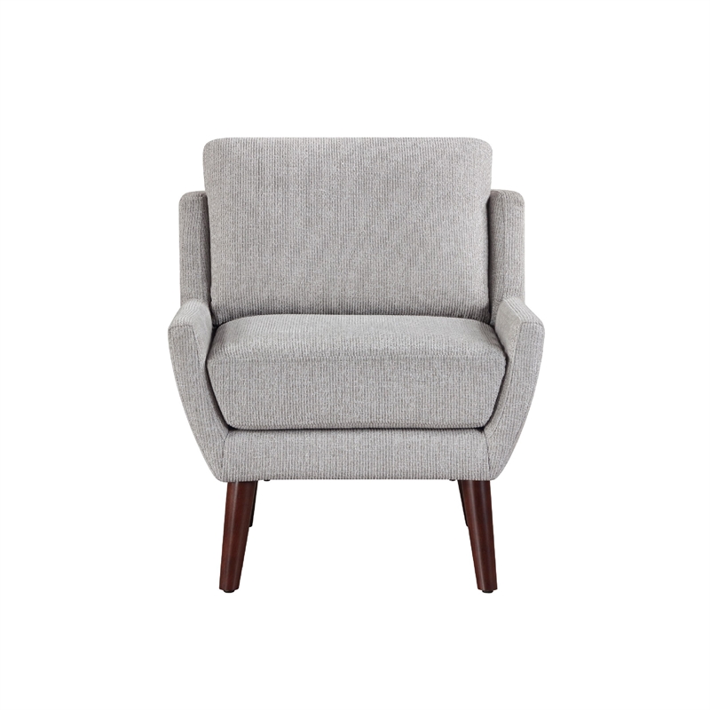 Accent Armchair- Soft Gray Chenille- Solid Wood Angled Legs