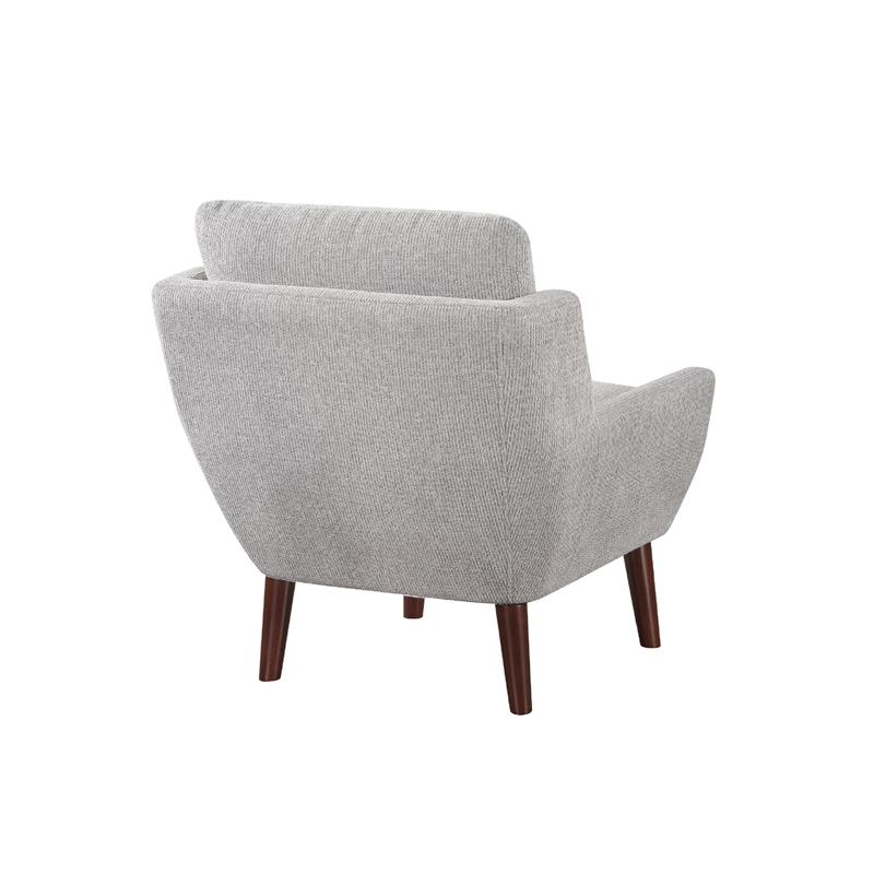 Accent Armchair- Soft Gray Chenille- Solid Wood Angled Legs