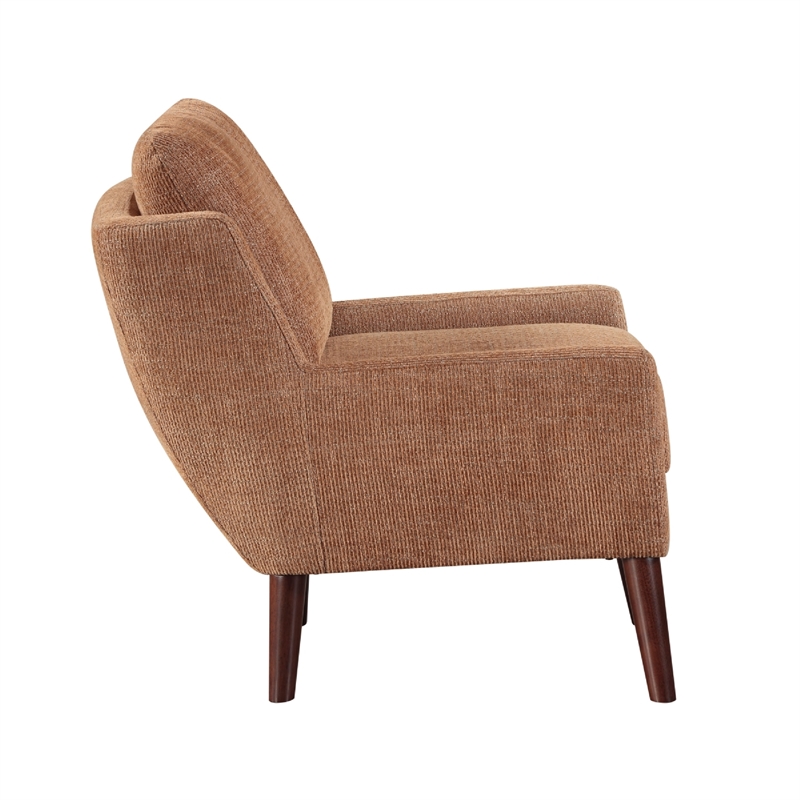Accent Armchair- Burnt Orange Chenille- Solid Wood Angled Legs