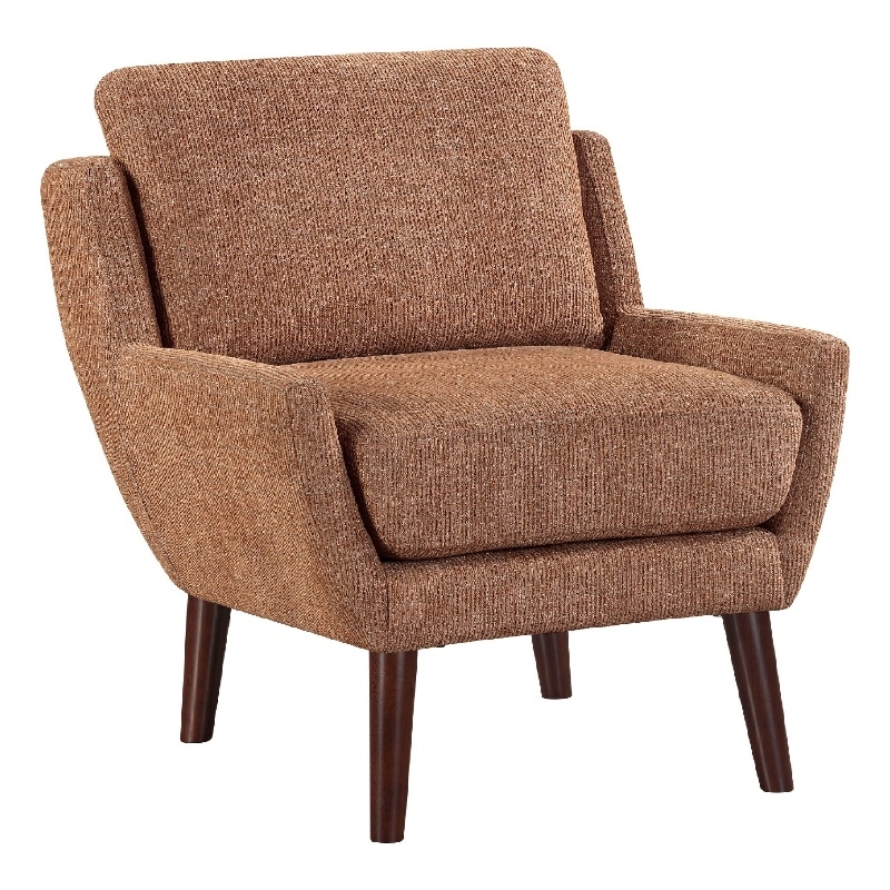 Accent Armchair- Burnt Orange Chenille- Solid Wood Angled Legs