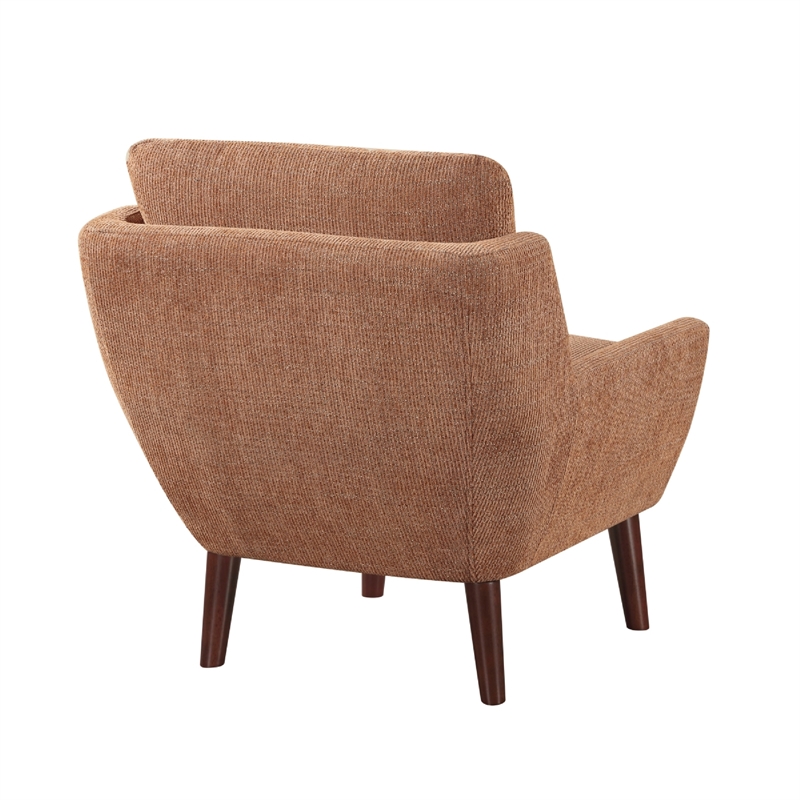 Accent Armchair- Burnt Orange Chenille- Solid Wood Angled Legs
