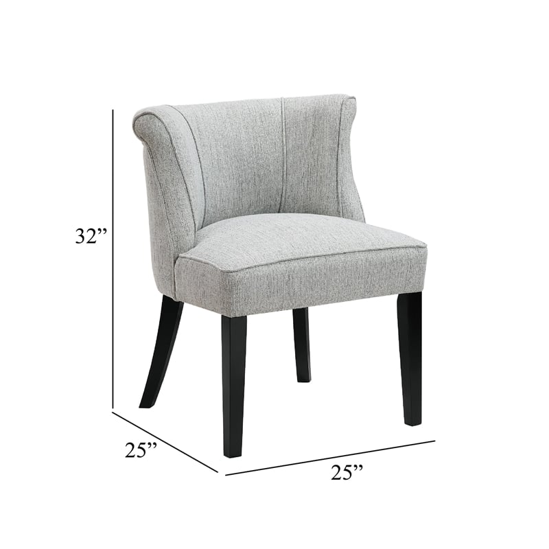 Accent Chair- Vertical Accents on Curved Back- Gray Polyester