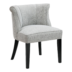 Accent Chair- Vertical Accents on Curved Back- Gray Polyester