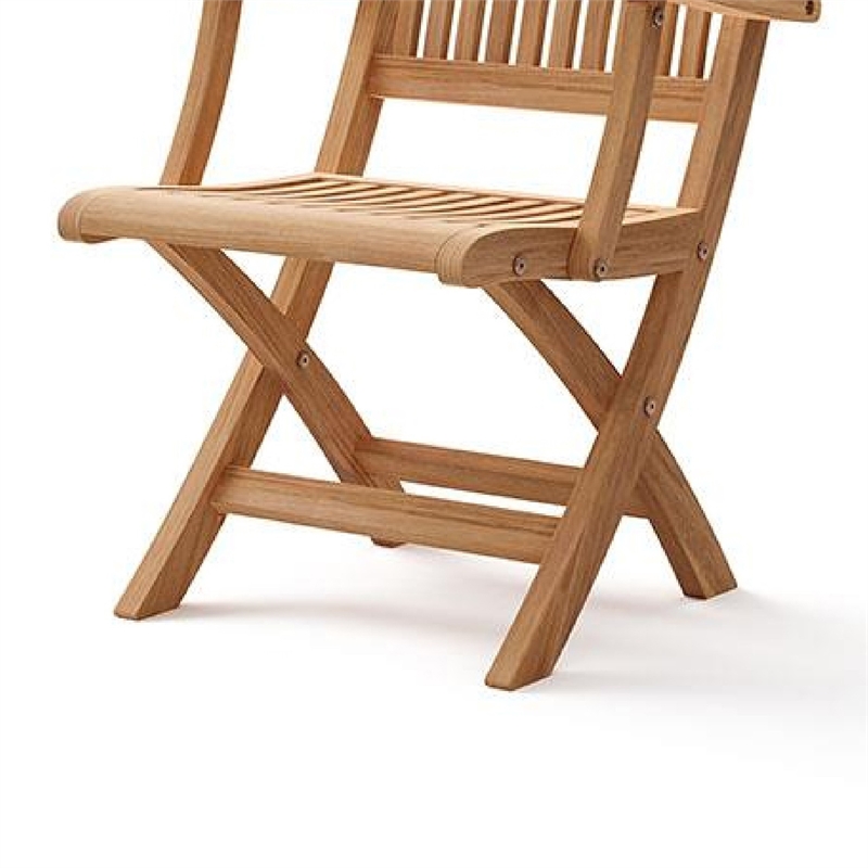 Outdoor Folding Armchair- Adjustable Back- Natural Brown Teak Wood