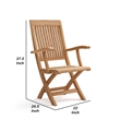 Outdoor Folding Armchair- Adjustable Back- Natural Brown Teak Wood
