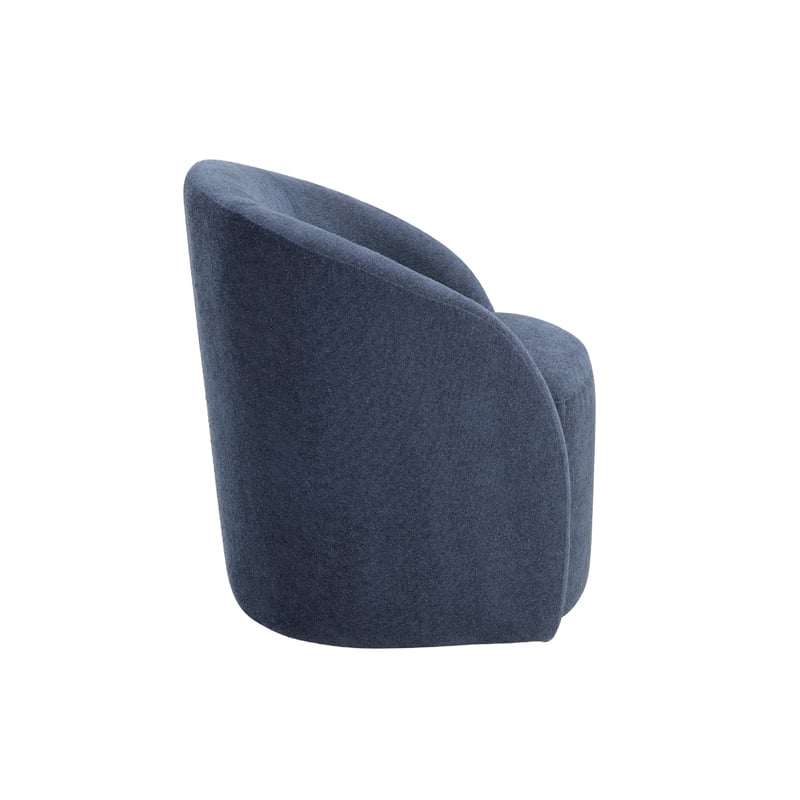 Swivel Accent Chair- Barrel Style- Foam Padded- Modern Blue Boucle