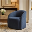 Swivel Accent Chair- Barrel Style- Foam Padded- Modern Blue Boucle