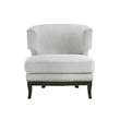Accent Chair- Barrel Back- Gray Boucle w Nailheads- Brown Wood