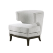 Accent Chair- Barrel Back- Gray Boucle w Nailheads- Brown Wood
