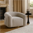 Swivel Accent Chair- Sculpted Barrel Back- Foam Fill- Gray Boucle