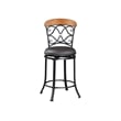 Swivel Counter Chair- Scroll Back- Brown Faux Leather- Black Metal