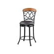 Swivel Counter Chair- Scroll Back- Brown Faux Leather- Black Metal