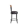 Swivel Counter Chair- Scroll Back- Brown Faux Leather- Black Metal