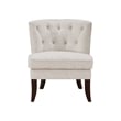 Accent Chair- Button Tufted Wingback- Beige Polyester- Brown Legs