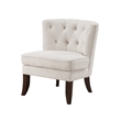 Accent Chair- Button Tufted Wingback- Beige Polyester- Brown Legs