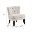 Accent Chair- Button Tufted Wingback- Beige Polyester- Brown Legs