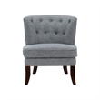 Accent Chair- Button Tufted Wingback- Dark Gray Polyester- Brown