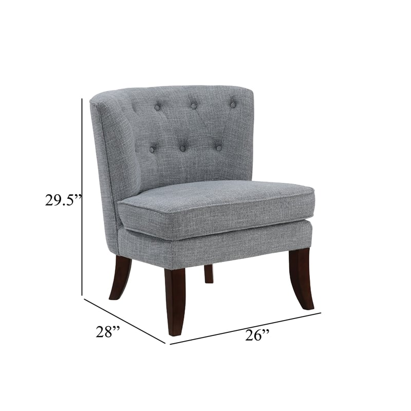 Accent Chair- Button Tufted Wingback- Dark Gray Polyester- Brown