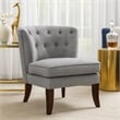 Accent Chair- Button Tufted Wingback- Dark Gray Polyester- Brown
