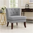 Accent Chair- Button Tufted Wingback- Dark Gray Polyester- Brown